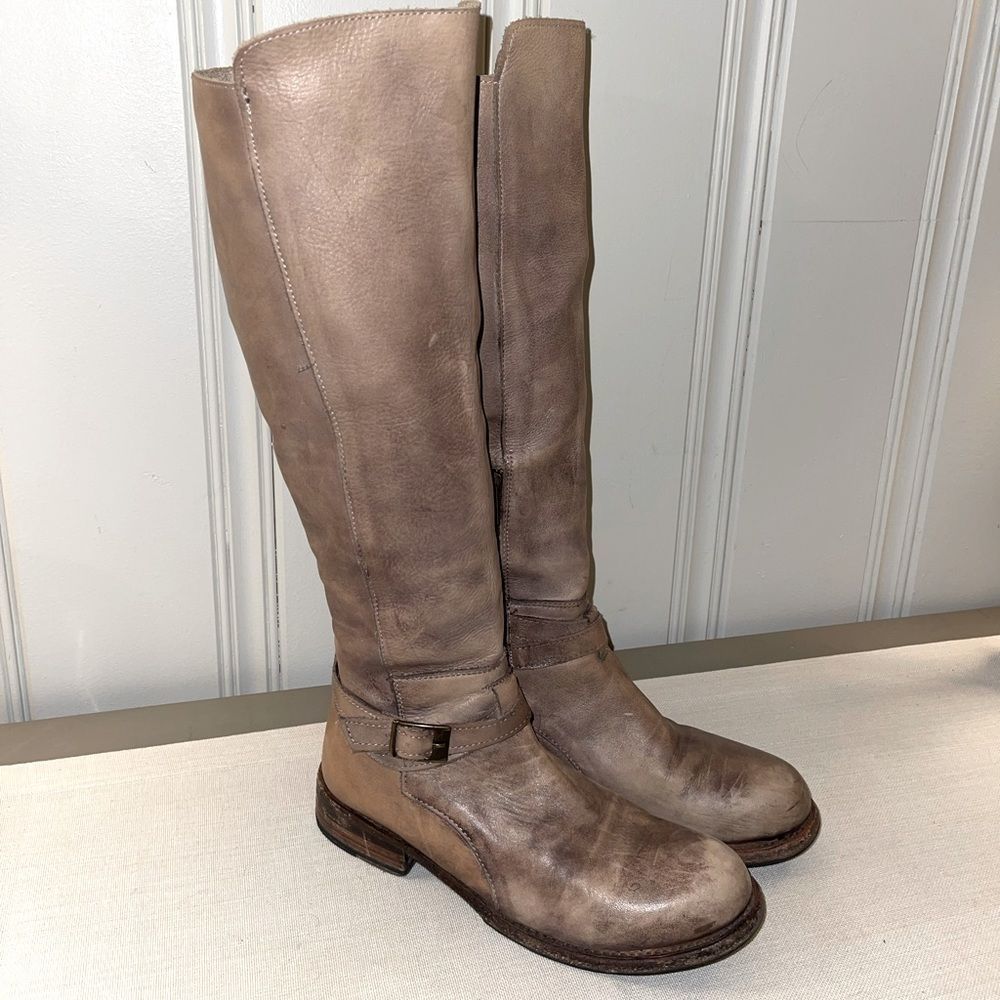 Womens Bed Stu Cobbler Series Bristol Tall Taupe Riding Boots Size 7.5
